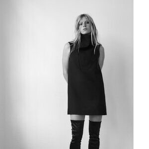 NWT ZARA HIGH NECK SHORT DRESS BLACK SIZE XS9124 /550